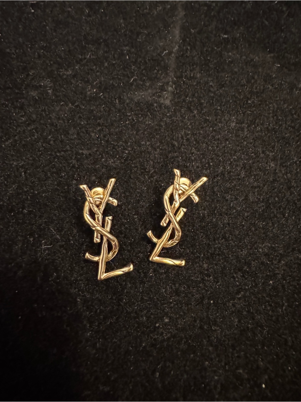 Saint Laurent Gold-tone Interlocking Logo Stud Earrings